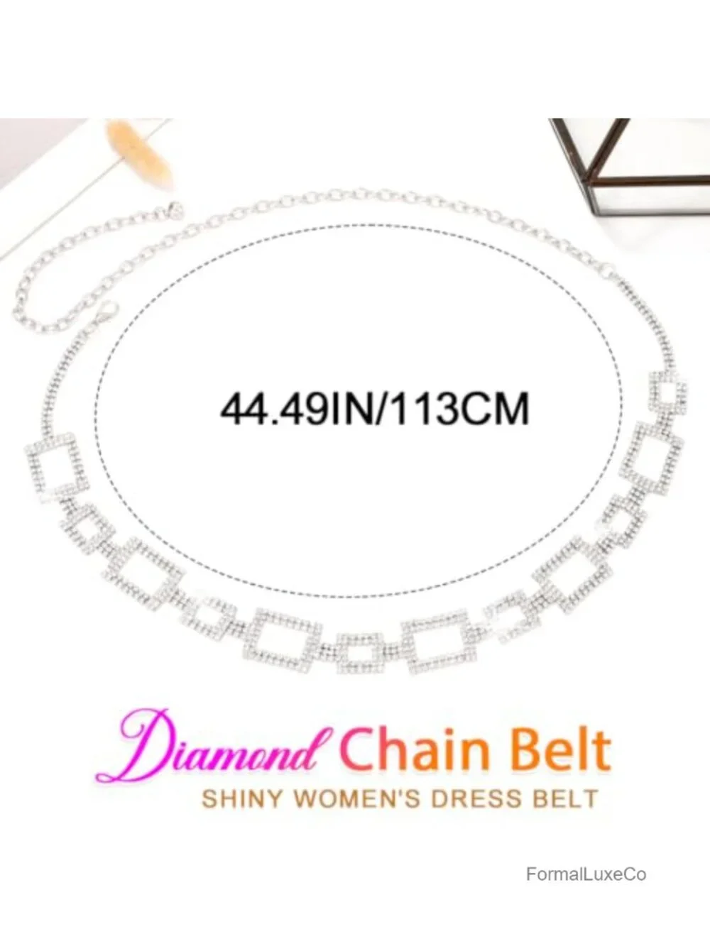 Rhinestone Chain Belt Crystal Waist Chain Sparkly Dress Belt for Women